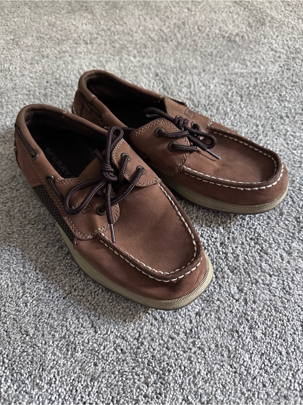 Sperry Top-Sider Intrepid Boys Brown/Tan Boat Shoes Size 2.5M